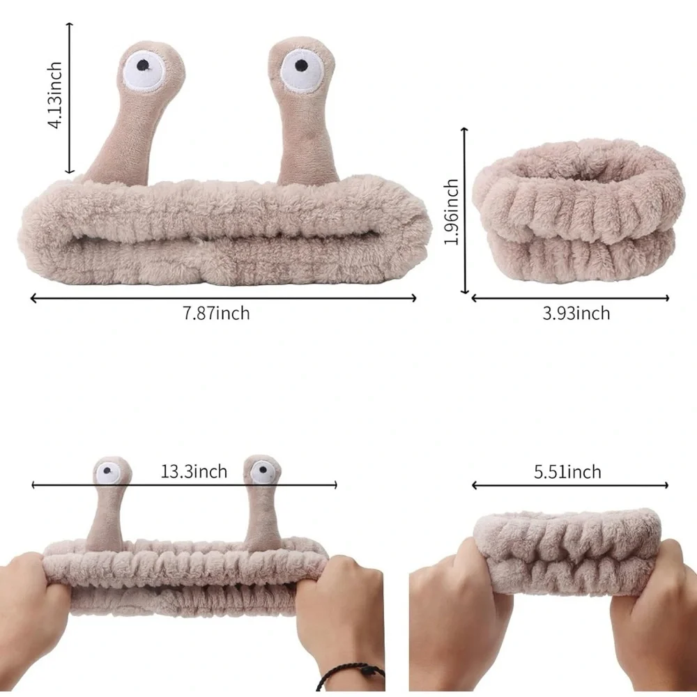 Snail Spa Headband and Wristband Set for Face Washing Skincare Makeup, [New]